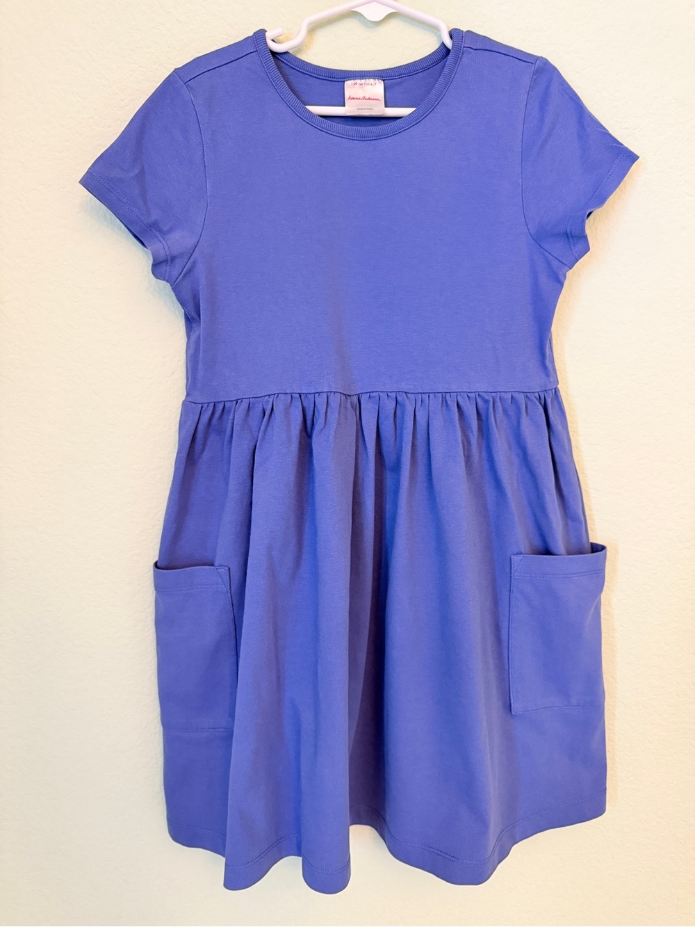 Girls' Short Sleeve Hannah Andersson Dress, 6-7, French Blue